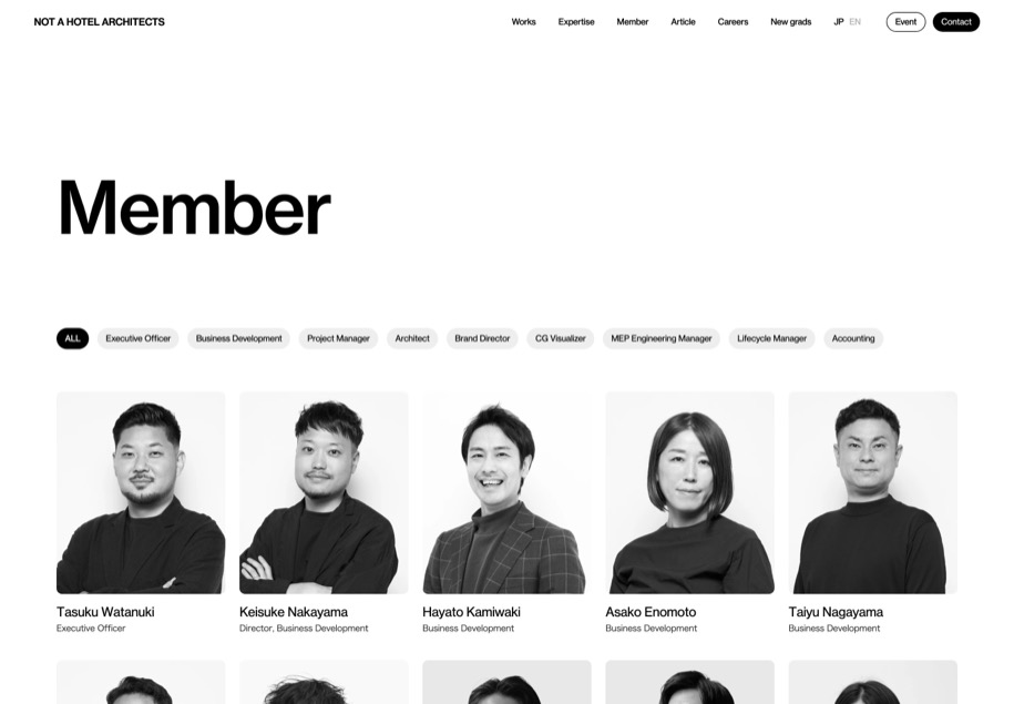 NOT A HOTEL ARCHITECTS のパソコン表示