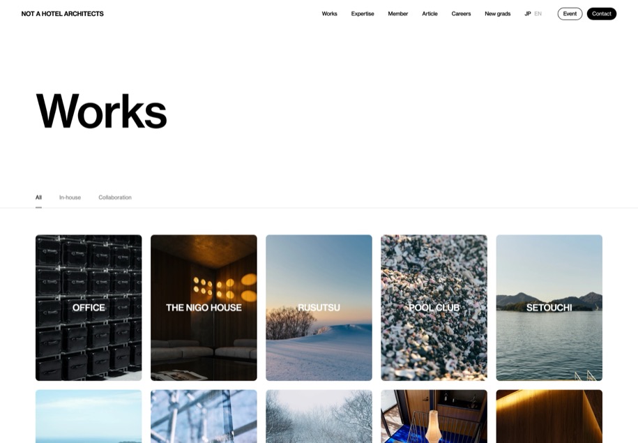 NOT A HOTEL ARCHITECTS のパソコン表示