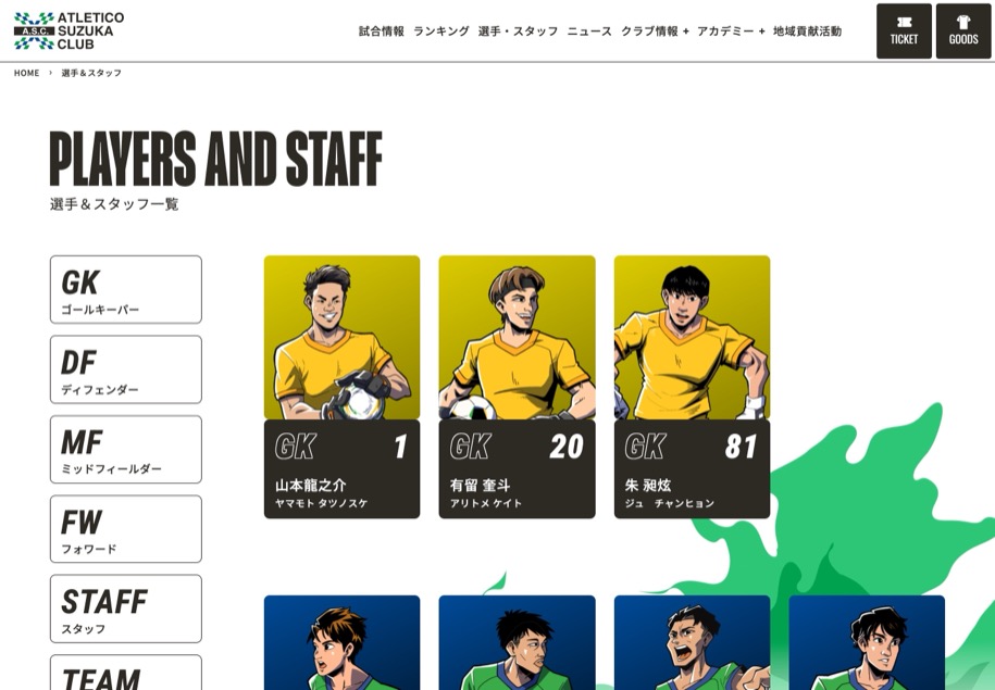 アトレチコ鈴鹿クラブ のパソコン表示