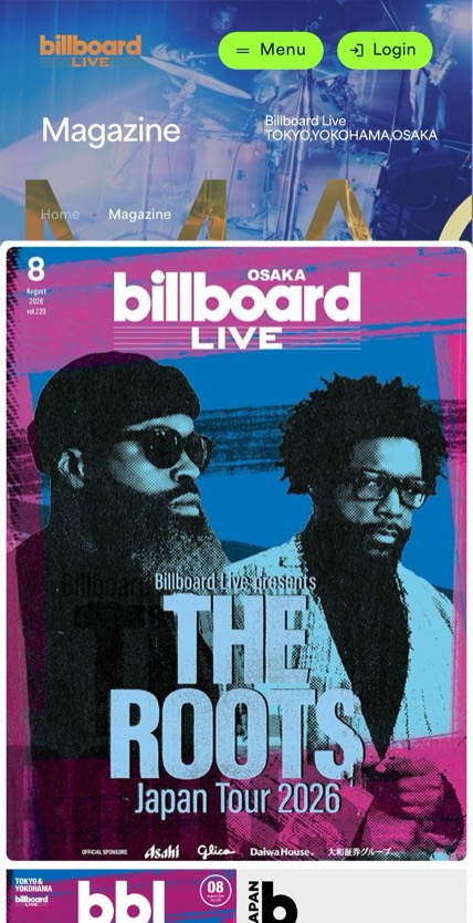 Billboard Live のスマホ表示