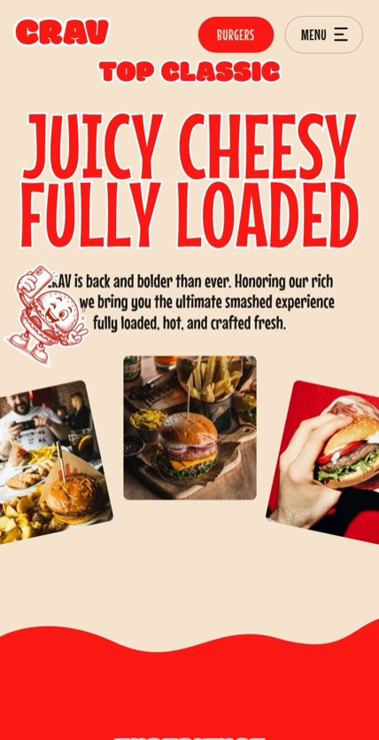 CRAV Artisan Smashed Burgers のスマホ表示