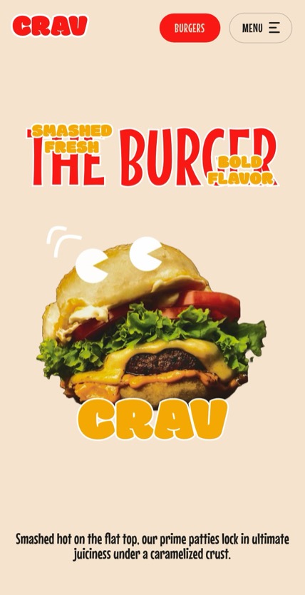 CRAV Artisan Smashed Burgers のスマホ表示