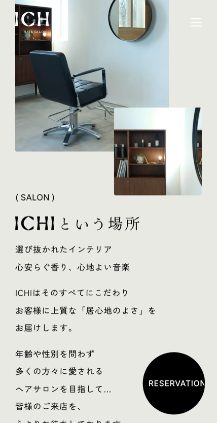 ICHI HAIR SALON のスマホ表示