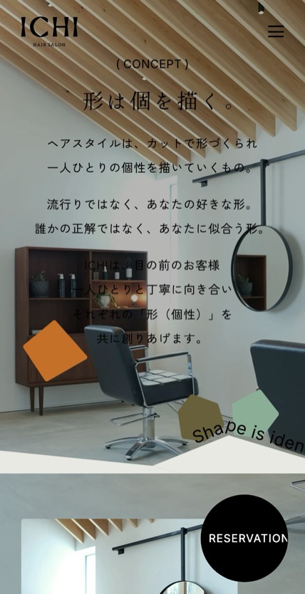 ICHI HAIR SALON のスマホ表示