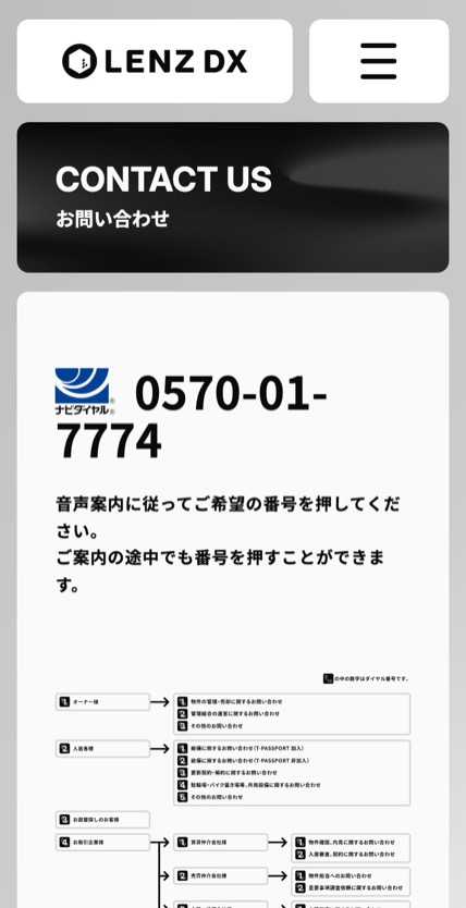 LENZ DX のスマホ表示