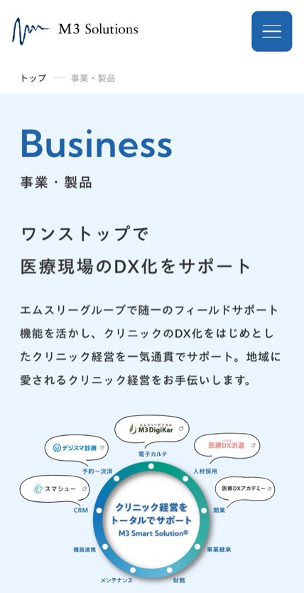 エムスリーソリューションズ のスマホ表示