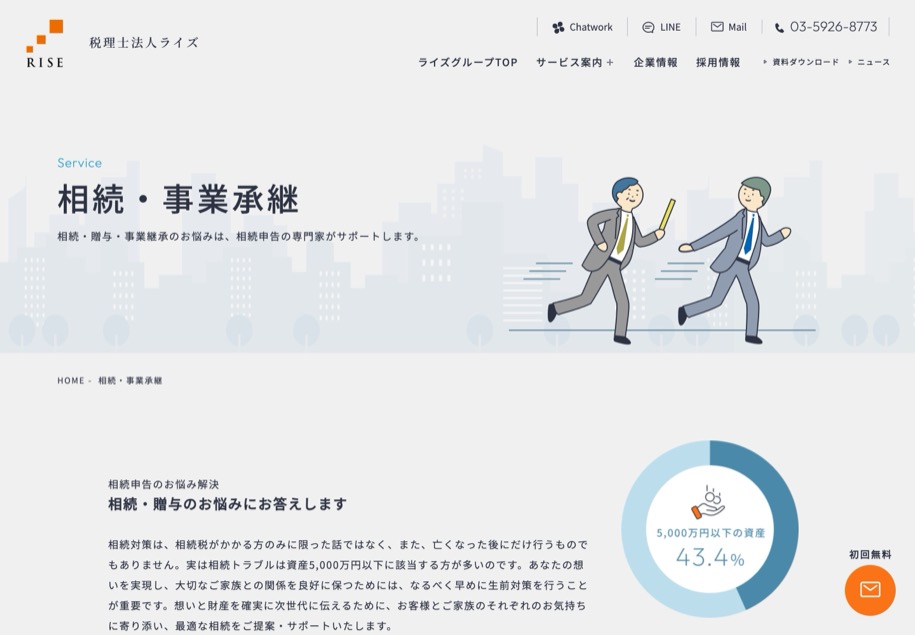 税理士法人ライズ のパソコン表示
