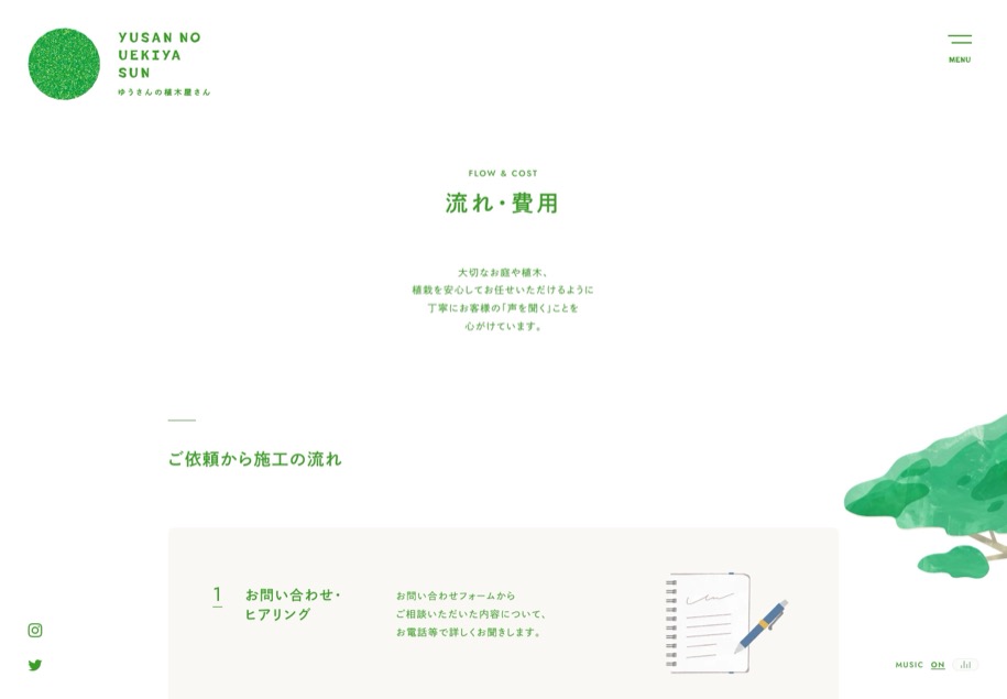 ゆうさんの植木屋さん のパソコン表示